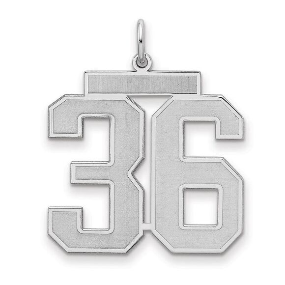 Sterling Silver Jersey Collection Large Number 36 Pendant